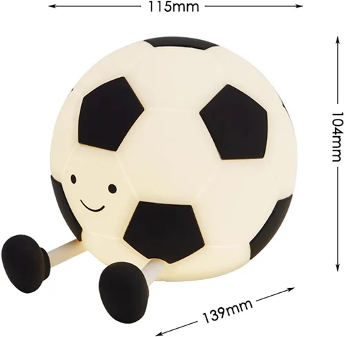 Vista 7 de Luz nocturna de fútbol AGEK para niños, lámpara de fútbol de dibujos animados de silicona para guardería con 3 niveles de atenuación, lámpara
