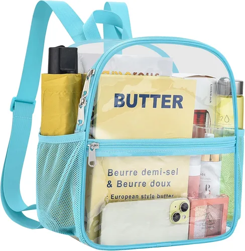 Vista 2 de Mochila deportiva transparente para eventos en estadios de 12 x 12 x 6 pulgadas, pequeña para ventiladores, conciertos, playa, trabajo, viajes