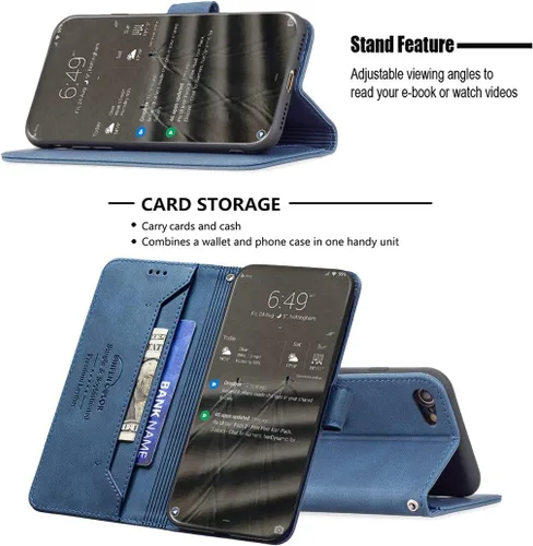 Vista 2 de jioeuinly Case Compatible with Celular Kalley Element 5+Plus Phone Case Flip Stand Cover PU Leather BF09 Wallet Case Blue