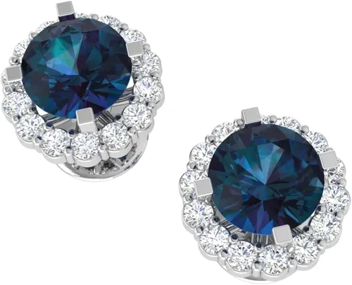 Vista 3 de TRUTH JEWELS INC Aretes tipo dormilona con halo de diamante natural de 15 qt en plata de ley 925 para mujer Caja de regalo de joyería fina incluida