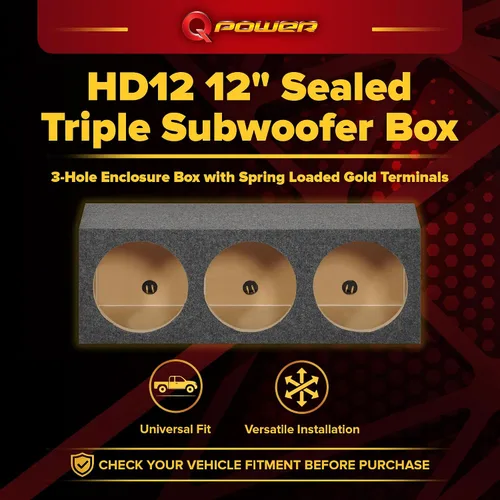 Vista 2 de Q Power HD12 12" sellado triple subwoofer de audio para coche caja de subgraves