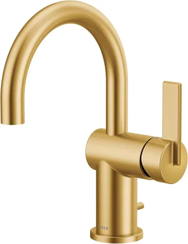 Vista 11 de Moen Cia 6221BG - Grifo de lavabo de baño con una sola manija con placa incluida, oro cepillado