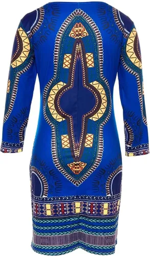 Vista 6 de Vestido de verano bohemio con cuello en V para mujer, estilo étnico, estampado africano