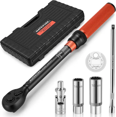 Vista 11 de Matework - Llave dinamométrica de 1/2 pulgada con clic, 10-180 ft.lb/13.6-244.1 Nm, Llave de torsión de alta precisión ±3% de 72 dientes de doble