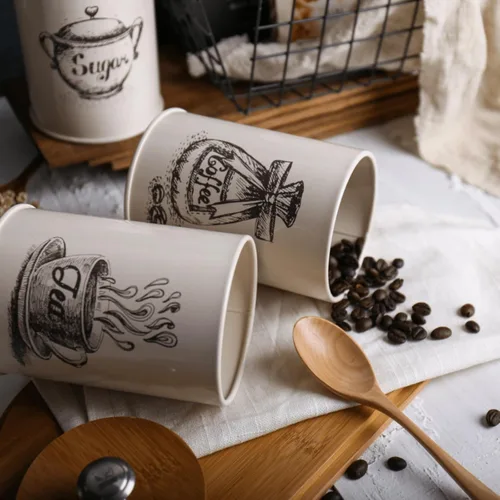 Vista 9 de Juego de recipientes pequeños para encimera de cocina, juego de recipientes de café de 25 onzas, recipiente de cocina vintage de metal, paquete