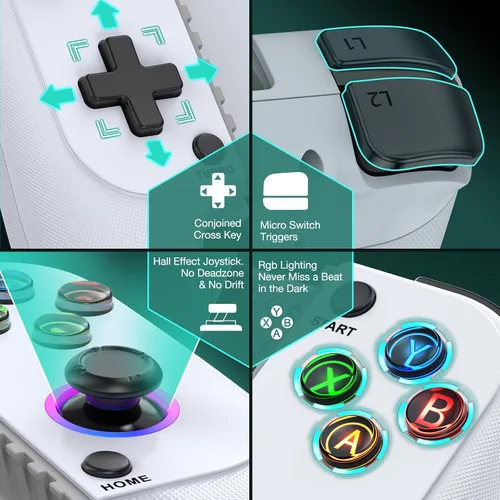 Vista 6 de 【Anti-Drift & Fast-Connect】Wireless Game Controller for iPhone/Android with Case Hall Joysticks Bluetooth Phone Controller, For Cloud Gaming