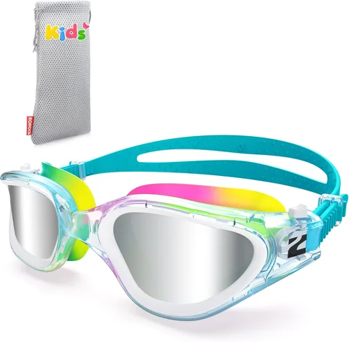 Vista 13 de ZIONOR G1MINI MIX - Gafas de natación para niños, con bloques de color, polarizados, sin fugas, antiniebla, para niños (3-14)