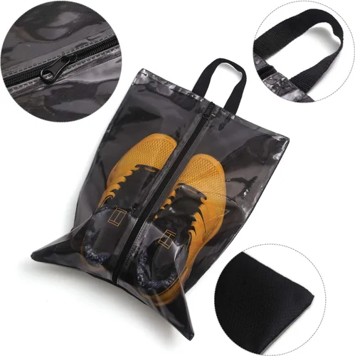 Vista 4 de Juego de 5 bolsas transparentes grandes para viajes, bolsas transparentes para zapatos para hombres y mujeres, bolsa de almacenamiento