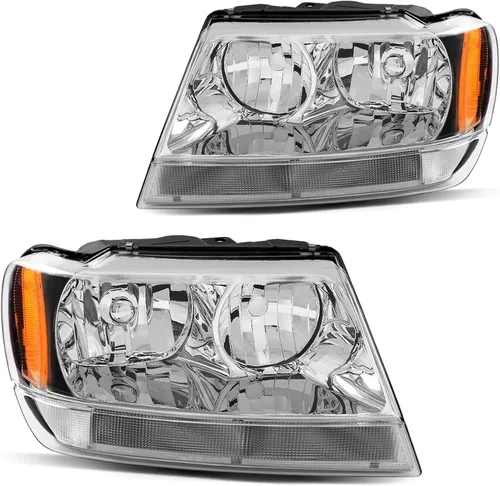 Vista 7 de DWVO Conjunto de faros delanteros compatible con Grand Cherokee OE 1999, 2000, 2001, 2002, 2003, 2004, carcasa negra
