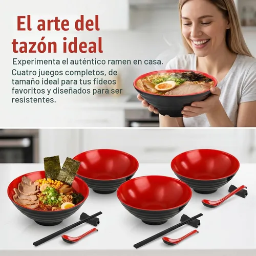 Vista 5 de Lyellfe Juego de cuencos de ramen japonés de 16 piezas, 4 piezas, calidad