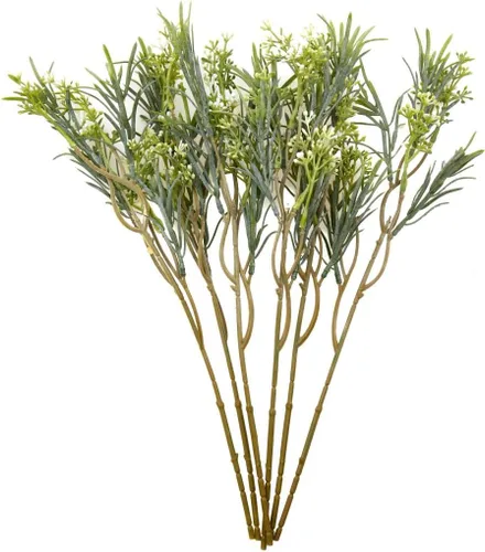 Vista 7 de 18 piezas/lote de plantas artificiales de seda de plástico, hojas de eucalipto, ramas, ramas, arreglo de corona, mesa para el hogar, jardín, boda