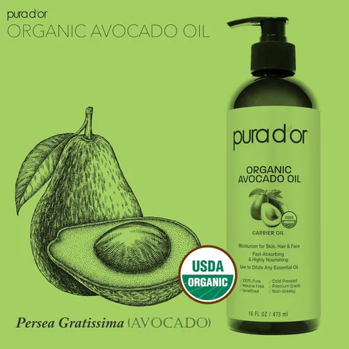 Vista 7 de PURA D'OR Aceites orgánicos de semilla de uva y aguacate de 16 onzas, paquete de aceites portadores 100% puros prensados en frío