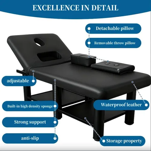 Vista 6 de Heavy Duty Wide Stationary Massage Table 75×31.5 Inch Overall Size, Portable Massage Table with Removable Square & Cylinder Pillows, for Relaxation