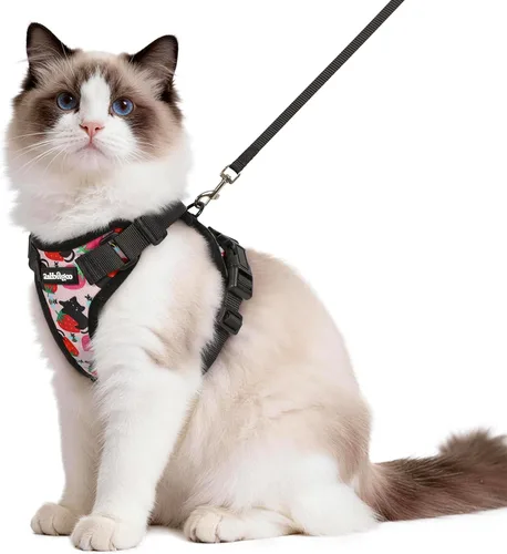 Vista 92 de rabbitgoo Cat Harness and Leash Set, Escape Proof Vest, XXS, Berry Pounce Soft Breathable Mesh, No-choke Adjustable Fit, Snap Buckles, Sturdy