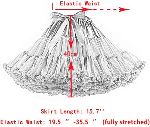 Vista 2 de PhilaeEC Women's Elastic Chiffon Petticoat Puffy Tutu Tulle Skirt Princess Ballet Dance Pettiskirts Underskirt Multi-Layer