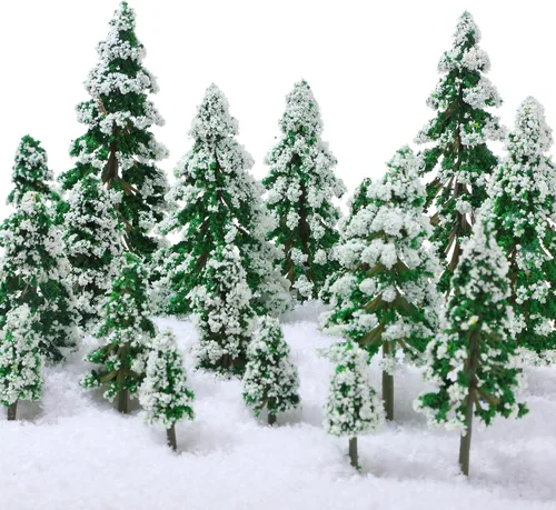 Vista 8 de Skylety 35 Piezas Árboles Modelo de 1.2-6.3 Pulgadas Árboles Miniatura Mixtos Suministros de Diorama Plantas Falsas Escenario de Tren Paisaje Pueblo
