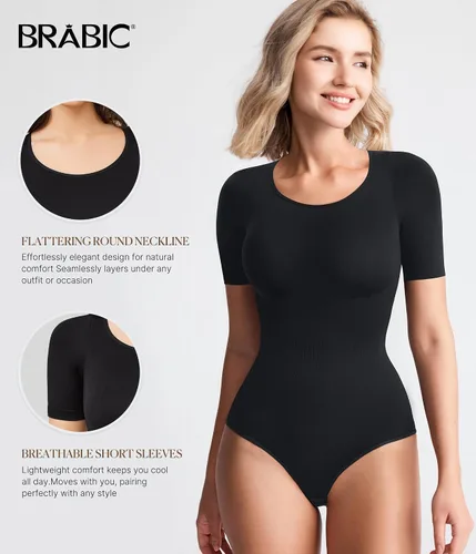 Vista 2 de BRABIC Body moldeador para mujer para control de abdomen, sin costuras, sin mangas, moldeador de cuerpo