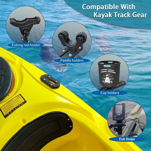Vista 3 de Huntury Pista de kayak, pista de perfil bajo para kayak, riel de kayak, pista de montaje de accesorios de kayak, pista de engranajes de kayak