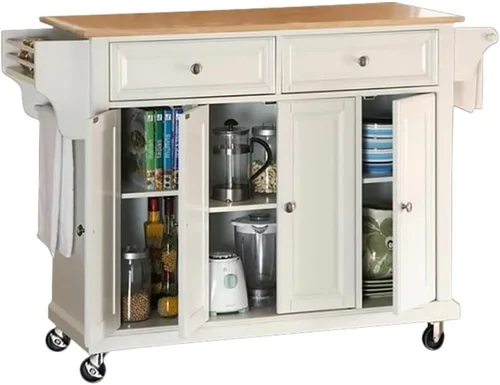 Vista 18 de Crosley Furniture isla de cocina con ruedas, Madera, Negro