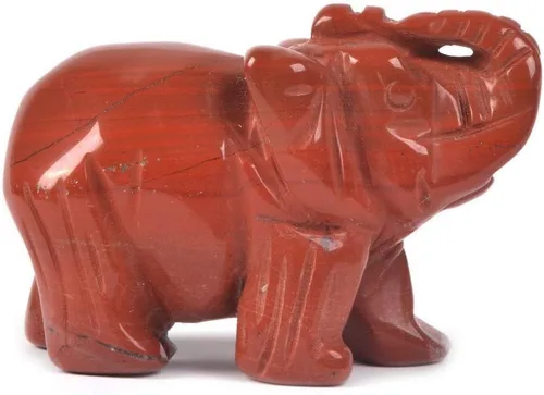 Vista 11 de Angelstones Piedra de sangre africana natural tallada con piedras preciosas de elefante curativo de cristal de guardián, estatua de figurilla