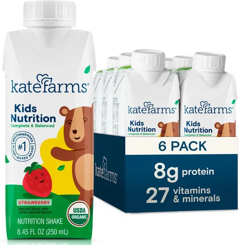 Vista 11 de KATE FARMS Batido de nutrición orgánica para niños, chocolate, 0.28 oz de proteína, 27 vitaminas y minerales, reemplazo de comida, sin gluten, sin