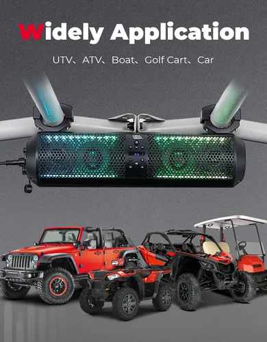 Vista 4 de KEMIMOTO Barra de sonido UTV de 18 pulgadas, altavoz SXS RGB, control inalámbrico, Bluetooth, compatible con 2 tweeter y 2 subwoofers compatible