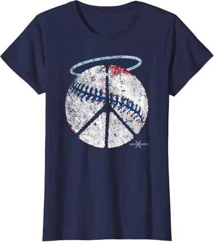 Vista 4 de Camisa de béisbol vintage de Angel Peace, Azul / Patchwork, S