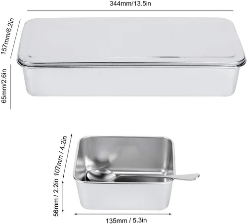 Vista 7 de Servidor de condimentos, tarro de condimentos de acero inoxidable de grado alimenticio de 21 onzas con cuchara y tapa, 3 compartimentos extraíbles