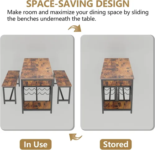 Vista 12 de Juego de mesa de comedor para 4-6 personas, mesa de comedor de cocina