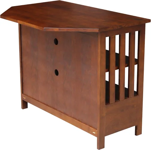 Vista 4 de Mueble esquinero Mission de madera maciza/soporte para TV, color espresso