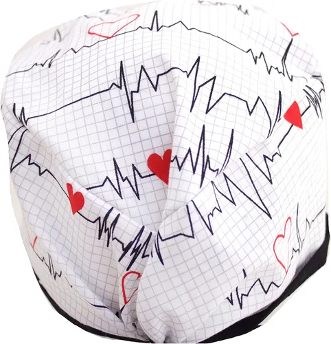 Vista 3 de EKG - Gorra médica blanca con lazo ajustable, Blanco