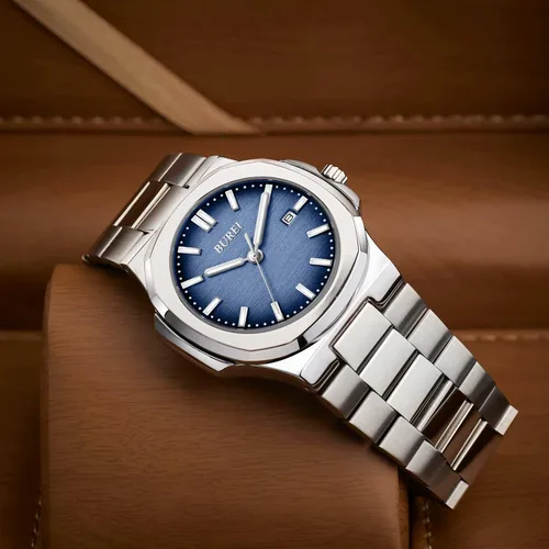 Vista 4 de BUREI Men Watches Gifts for Men Fashion Stainless Steel Analog Quartz Waterproof Watches for Mens