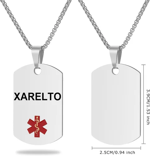 Vista 2 de Collar de alerta médica, etiqueta grabada con láser, grabado personalizado, etiqueta de identificación de acero inoxidable, colgante para hombres
