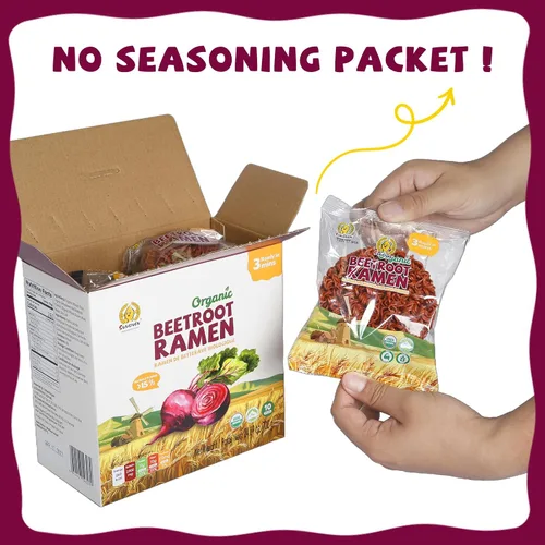 Vista 5 de SUNGIVEN Fideos ramen orgánicos, remolacha, saludable, bajo en sodio, listos en 3 minutos, sin fritos instantáneos, sin aditivos ni conservantes