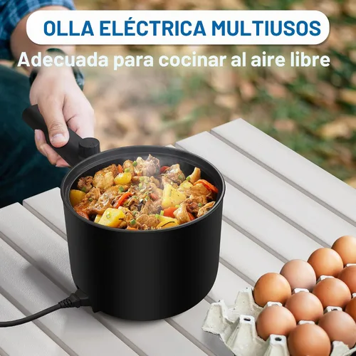 Vista 4 de Topwit Olla caliente eléctrica, olla de ramen de 1.5 L, sartén portátil antiadherente, olla eléctrica para pasta, bistec, sin BPA, cocina eléctrica