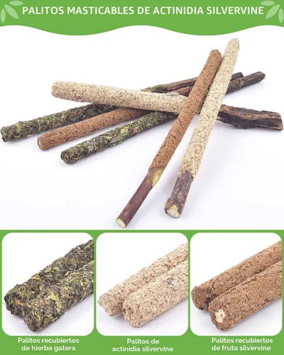 Vista 4 de TINDTOP Silvervine - Palitos masticables para gatos, paquete de 10 juguetes