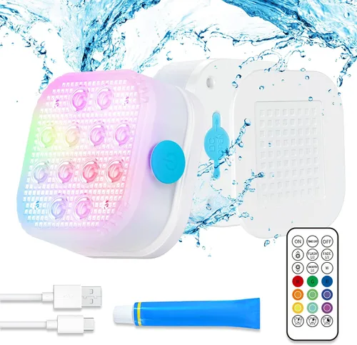 Vista 10 de Homly - Luces para piscina LED recargables sumergibles con control inalámbrico por APP, luces LED inteligentes subacuáticas impermeables