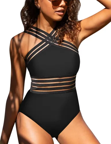Vista 2 de Hilor - Traje de baño de una pieza para mujer, diseño con parte delantera cruzada y recortes