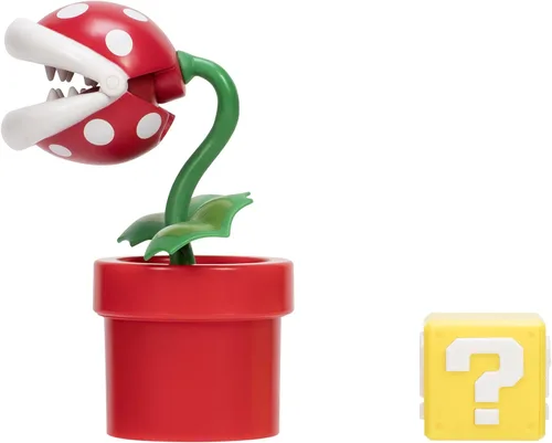 Vista 11 de Super Mario Nintendo - Figura de planta de piraña de 4 pulgadas con accesorio de bloque de preguntas. A partir de 3 años (con licencia oficial)