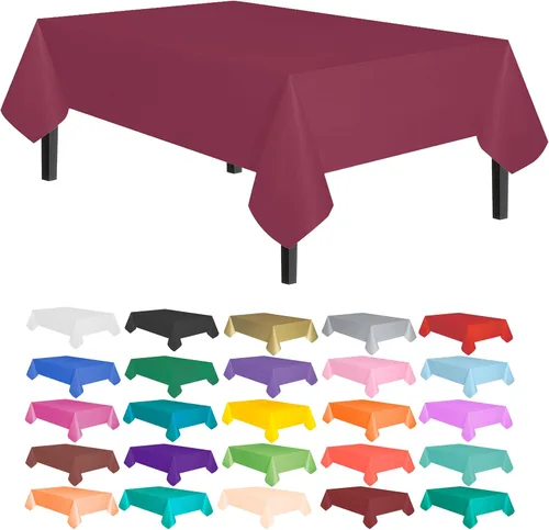 Vista 18 de allgala Juego de 12 manteles de plástico premium para mesa, desechables - 54 x 108 pulgadas - Impermeable, resistente a manchas, fácil de limpiar