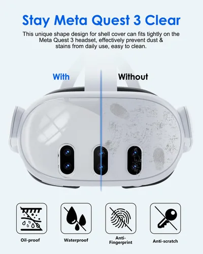 Vista 2 de DUXICEPIN Accessories for Meta Quest 3, Protective Shell Cover for Oculus Quest 3, VR Accessories Included Transparent Shell Cover, Lens Tempered