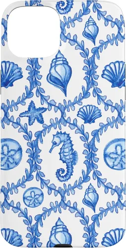 Vista 9 de iPhone 16 Coastal Granddaughter Blue Shells Starfish Seahorse Preppy Case