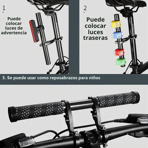 Vista 8 de XNX Extensión extensora de manillar doble de bicicleta de aleación de aluminio, accesorios de soporte de bicicleta súper largo, para soportes