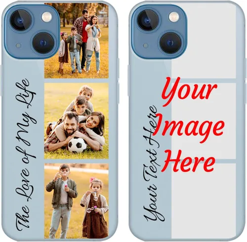 Vista 22 de Funda de teléfono con foto personalizada para iPhone 13 Mini, imagen/texto personalizados, funda negra delgada y suave, regalo único de nicho
