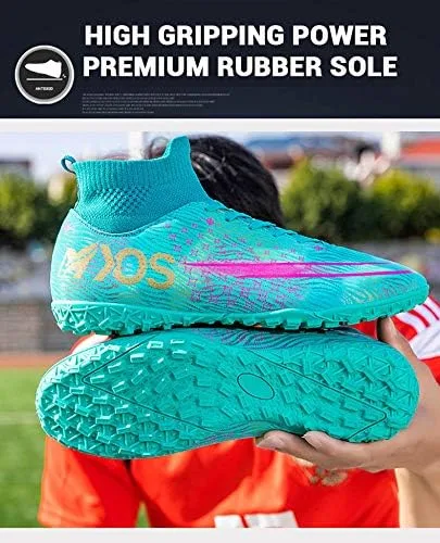 Vista 5 de Niber botines de fútbol para hombres y niños para césped para exteriores e interiores para deportes correr caminar zapatos deportivos