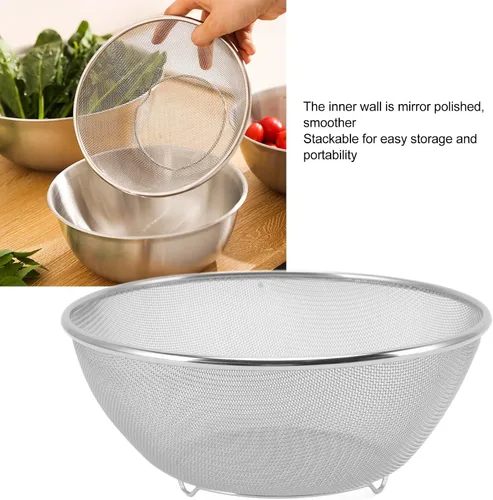 Vista 4 de Colador de malla fina, colador de arroz de acero inoxidable 304 para uso doméstico con coladores de apertura de 0.079 pulgadas y coladores