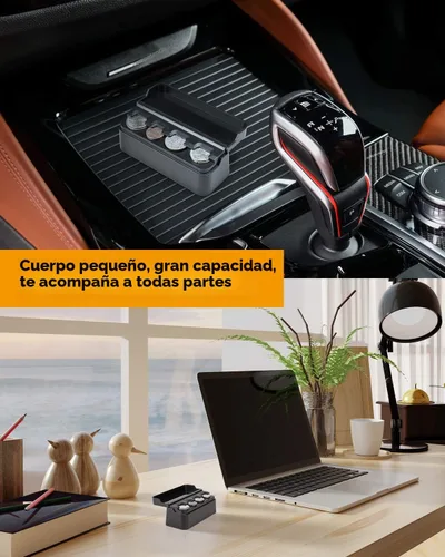 Vista 5 de JOYTUTUS Soporte para monedas para organizador de cambios de automóvil, almacenamiento universal, dispensador de dinero para la mayoría de los Negro