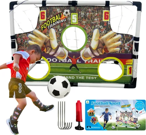 Vista 7 de Portería de fútbol para niños para patios traseros Juego de portería de fútbol para exteriores e interiores para niños y niñas de 2 a 8 años Red