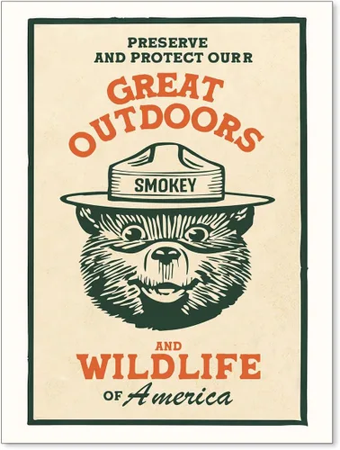 Vista 42 de Lienzo decorativo para pared con diseño de oso para niños, diseño de animales salvajes, conservación de la naturaleza, estilo retro, beige, cabaña