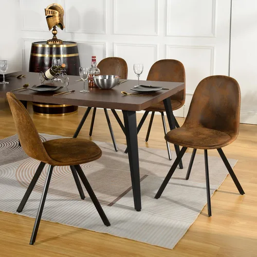 Vista 2 de Homy Casa Juego de 4 sillas de comedor tapizadas giratorias, sillas laterales modernas de mediados de siglo con marco de metal para cocina, sala